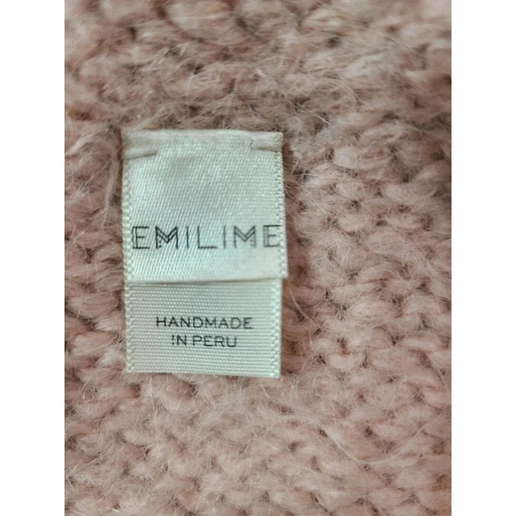 Emilime Women's Scarf Peach Dusty Rose Handmade Alpaca Wool Blend 66" x 12" - Picture 4 of 5